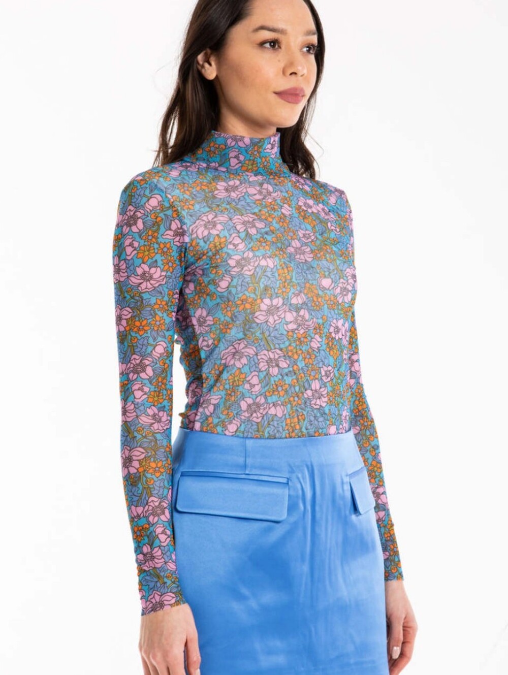 Baum und Pferdgarten Jodi Turtleneck Blue Flowerscape Mesh Large